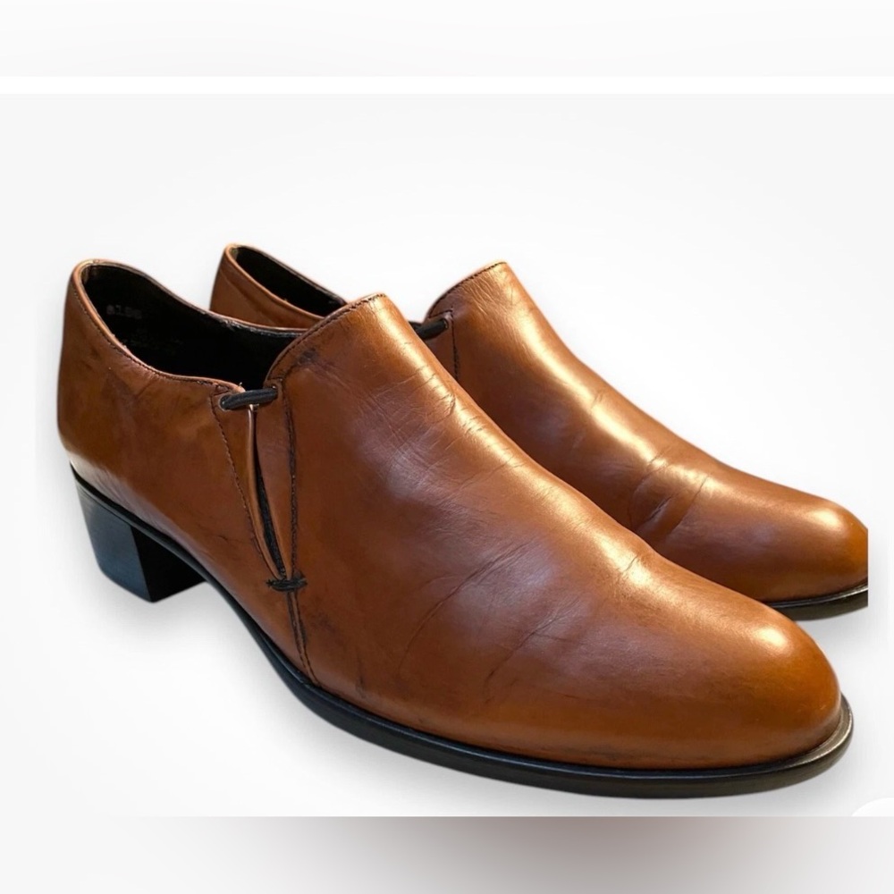 Munro Brown Leather Women’s Slip-on Oxfords Booties EUC Size 9